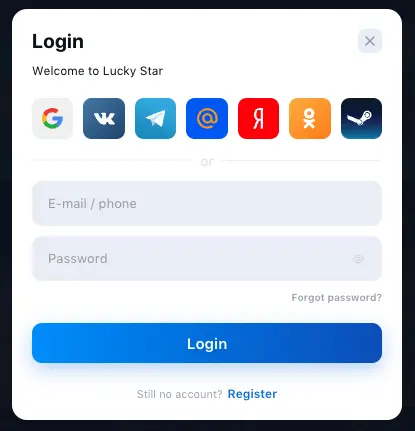 Login Process for access to the LuckyStar Aviator Game